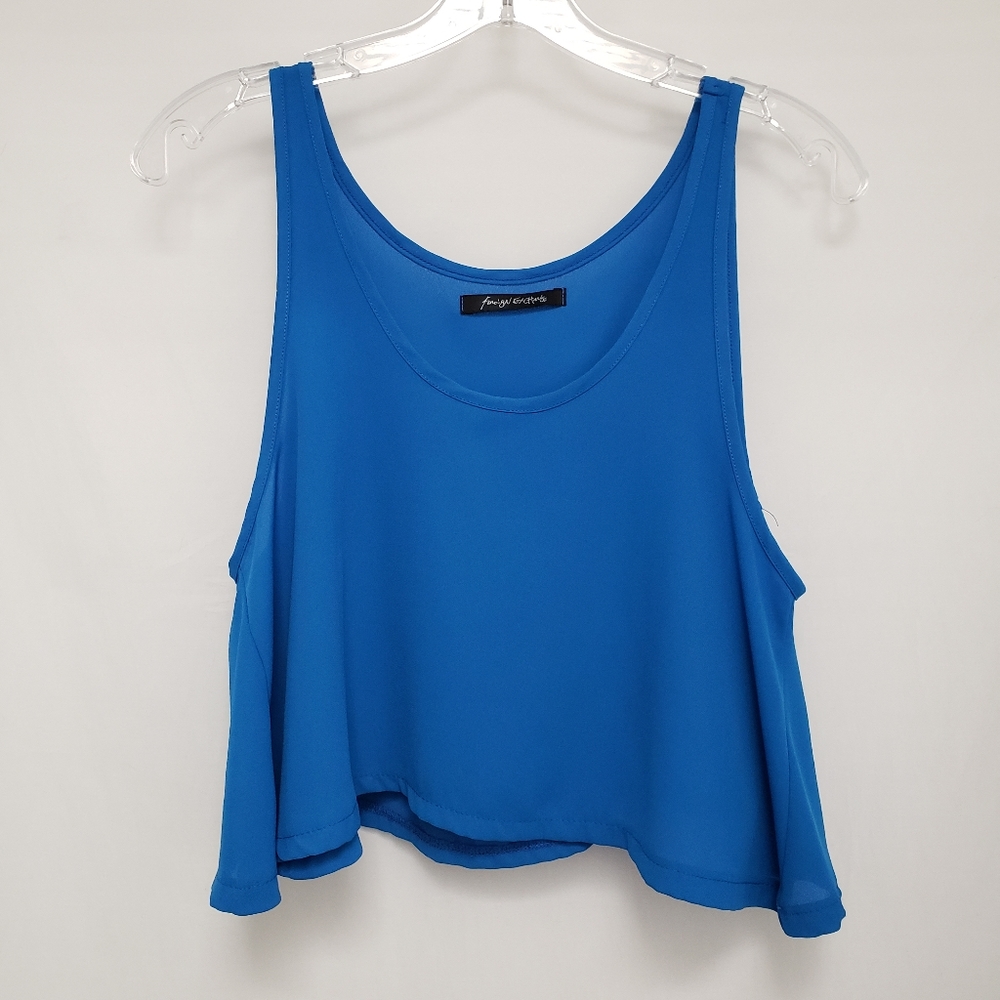 Blue Foreign Exchange Flowy Crop Top